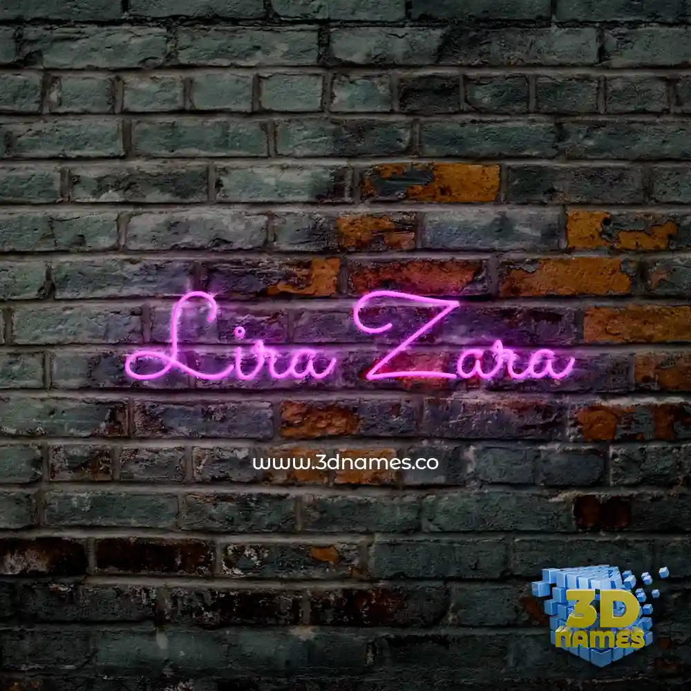 lira zara in Pink Neon style - 3D name wallpaper