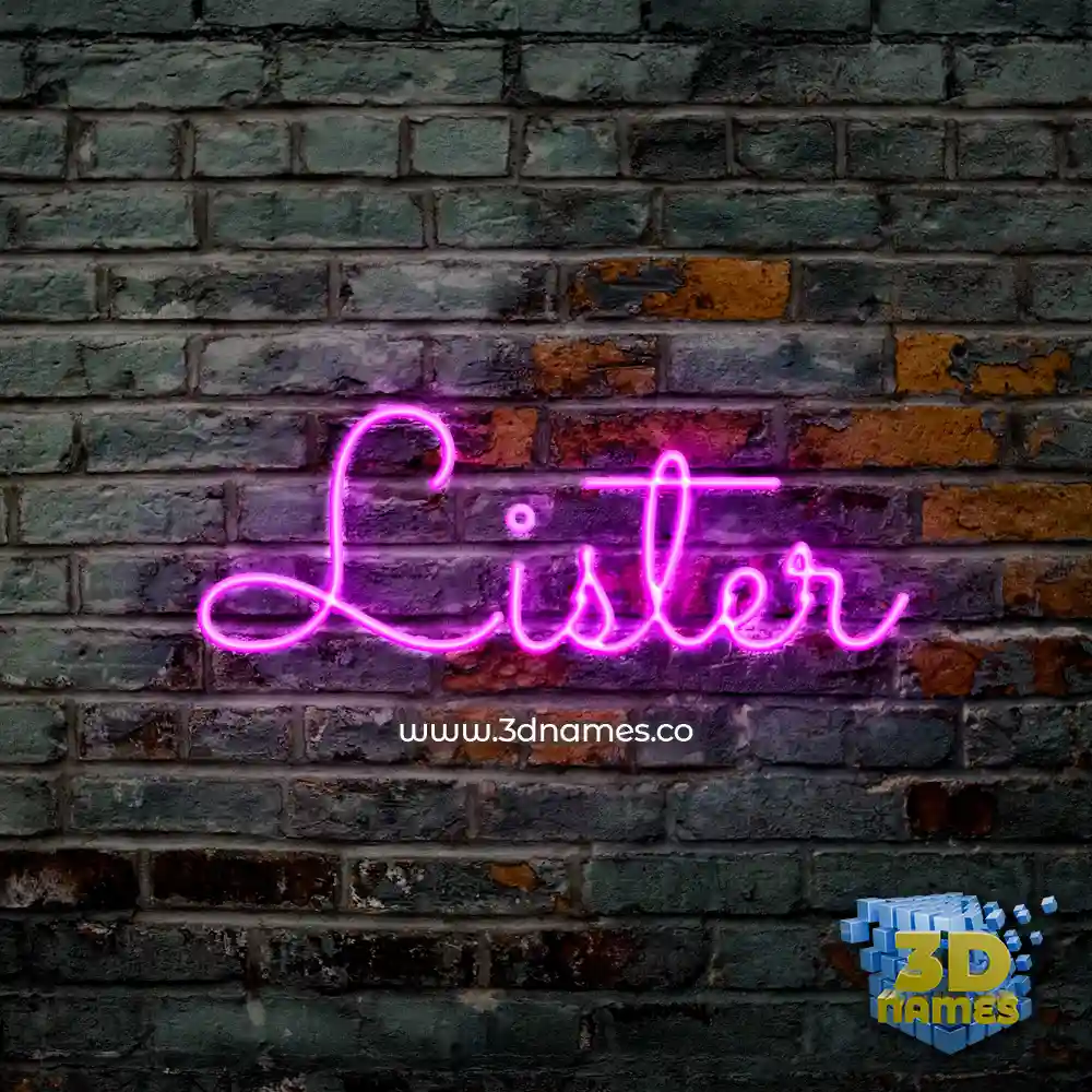 lister in Pink Neon style - 3D name wallpaper