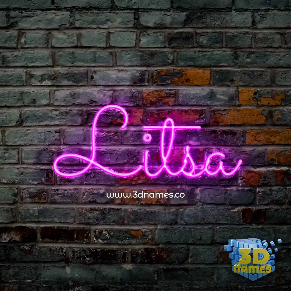litsa in Pink Neon style - 3D name wallpaper