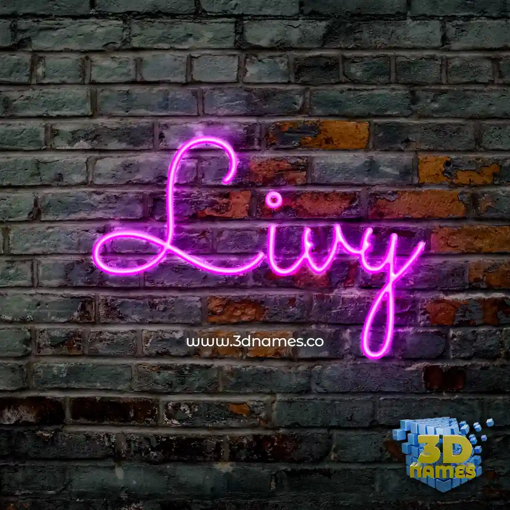 livy in Pink Neon style - 3D name wallpaper