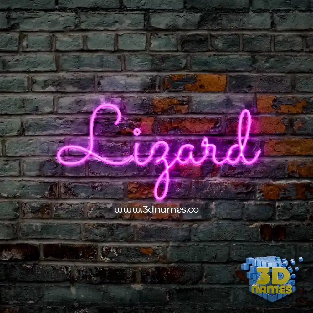 lizard in Pink Neon style - 3D name wallpaper