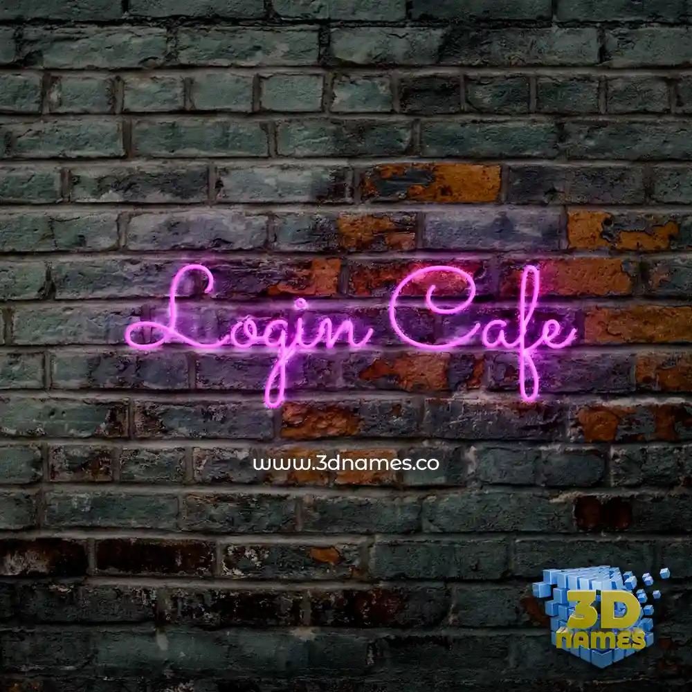 login cafe in Pink Neon style - 3D name wallpaper