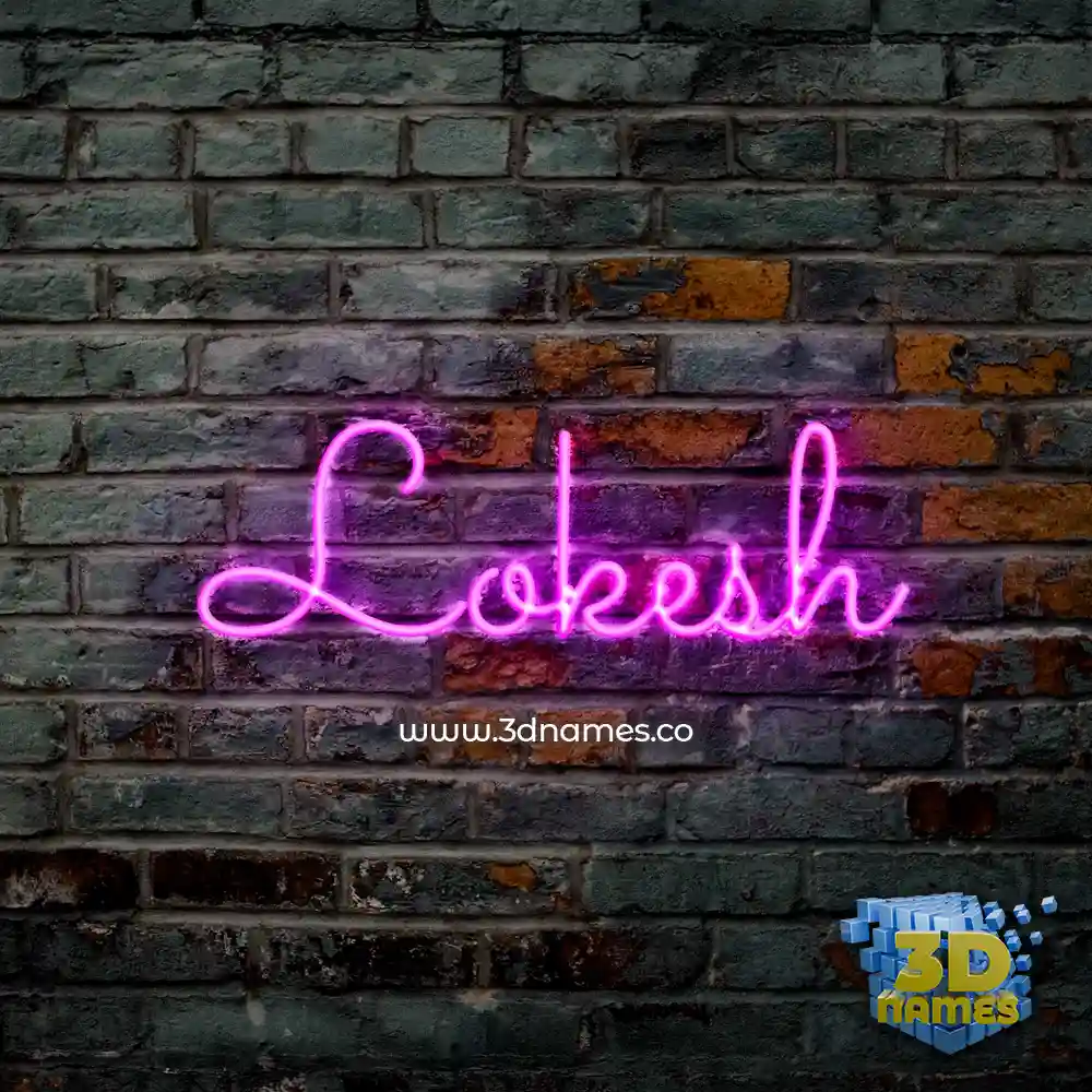 lokesh in Pink Neon style - 3D name wallpaper