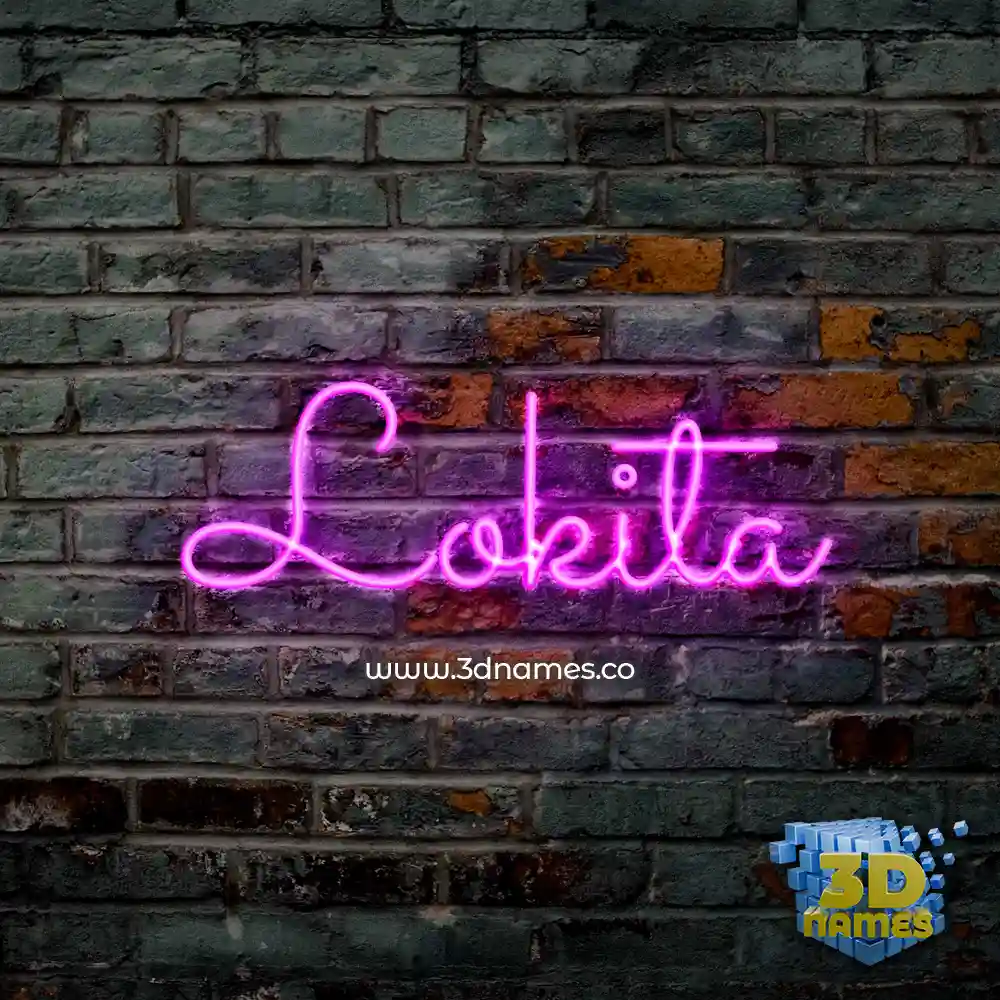 lokita in Pink Neon style - 3D name wallpaper