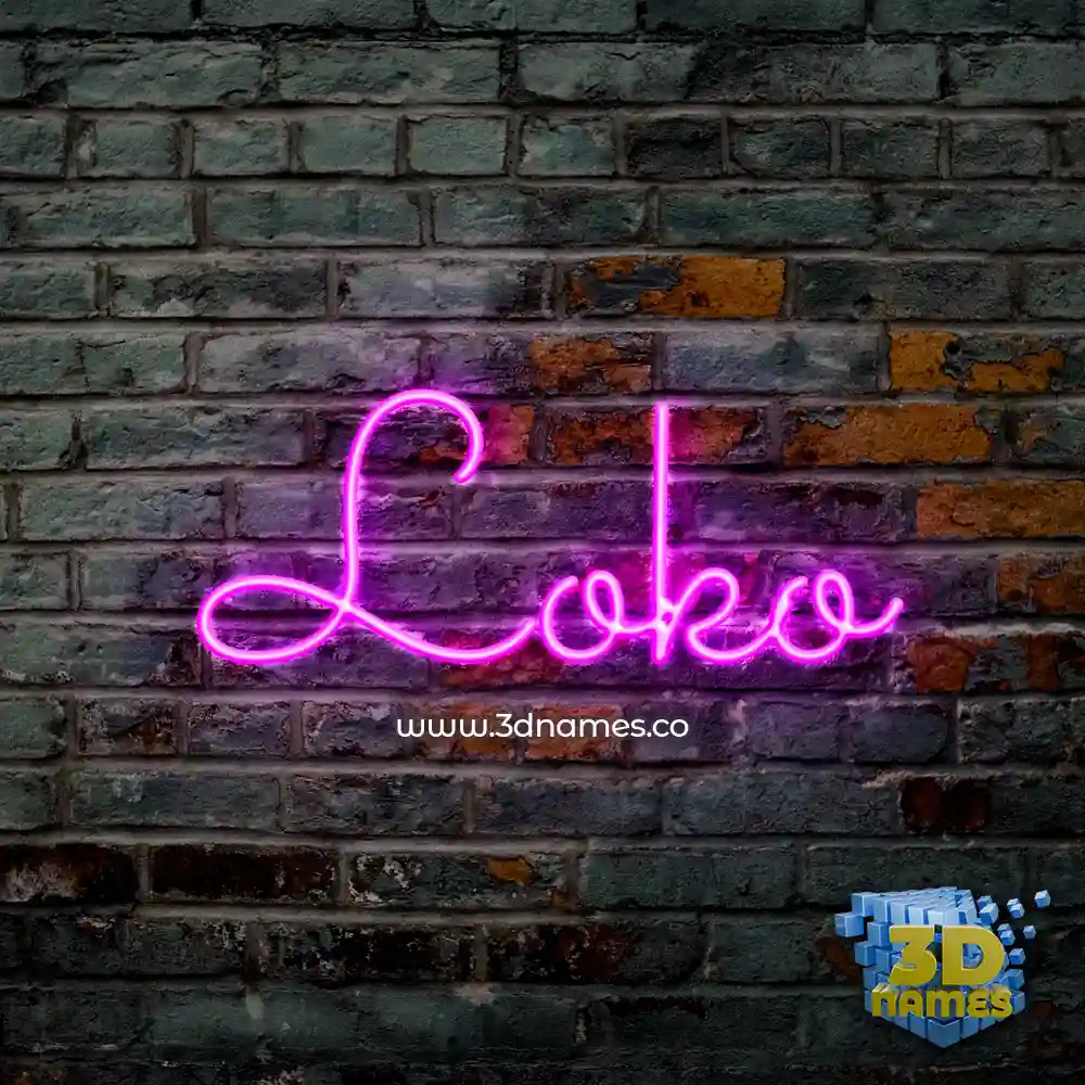 loko in Pink Neon style - 3D name wallpaper