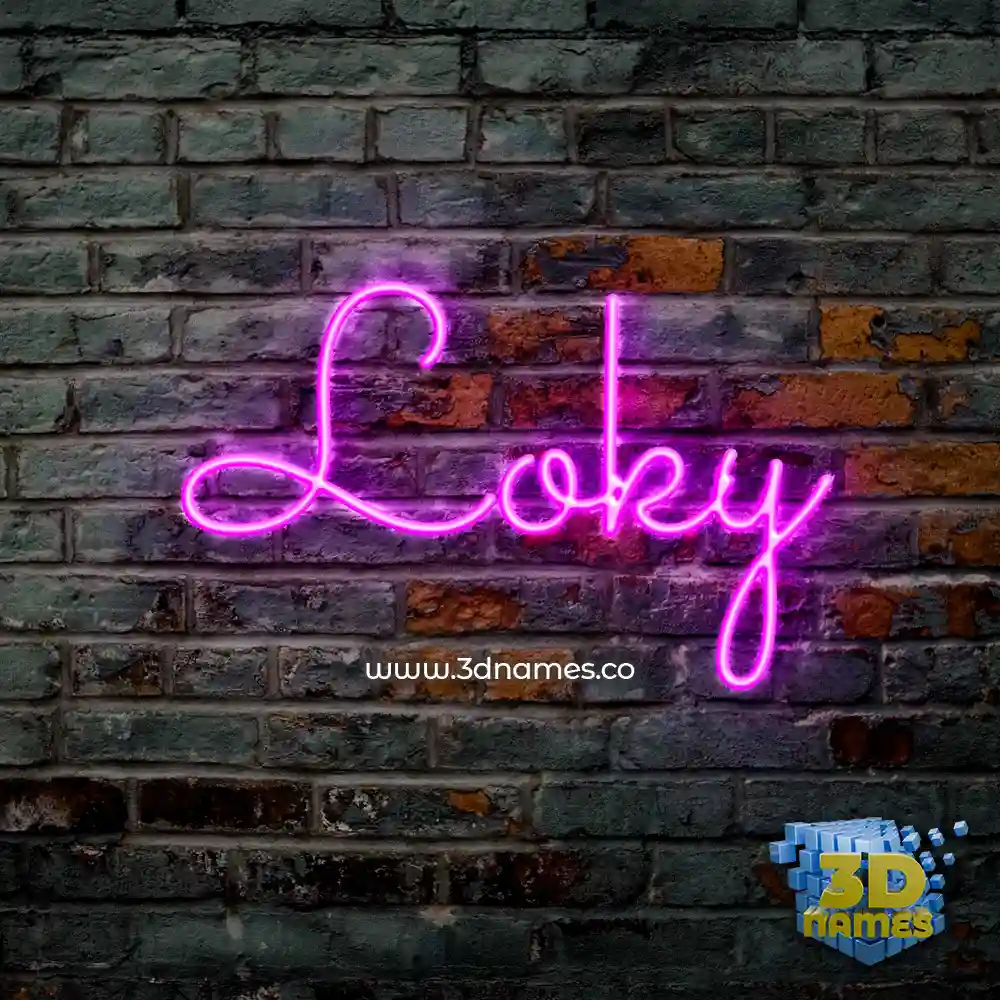 loky in Pink Neon style - 3D name wallpaper