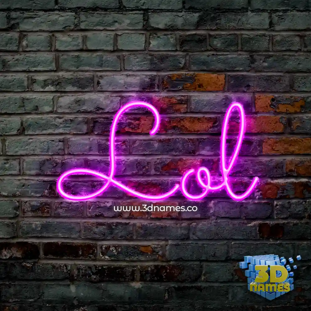 lol in Pink Neon style - 3D name wallpaper