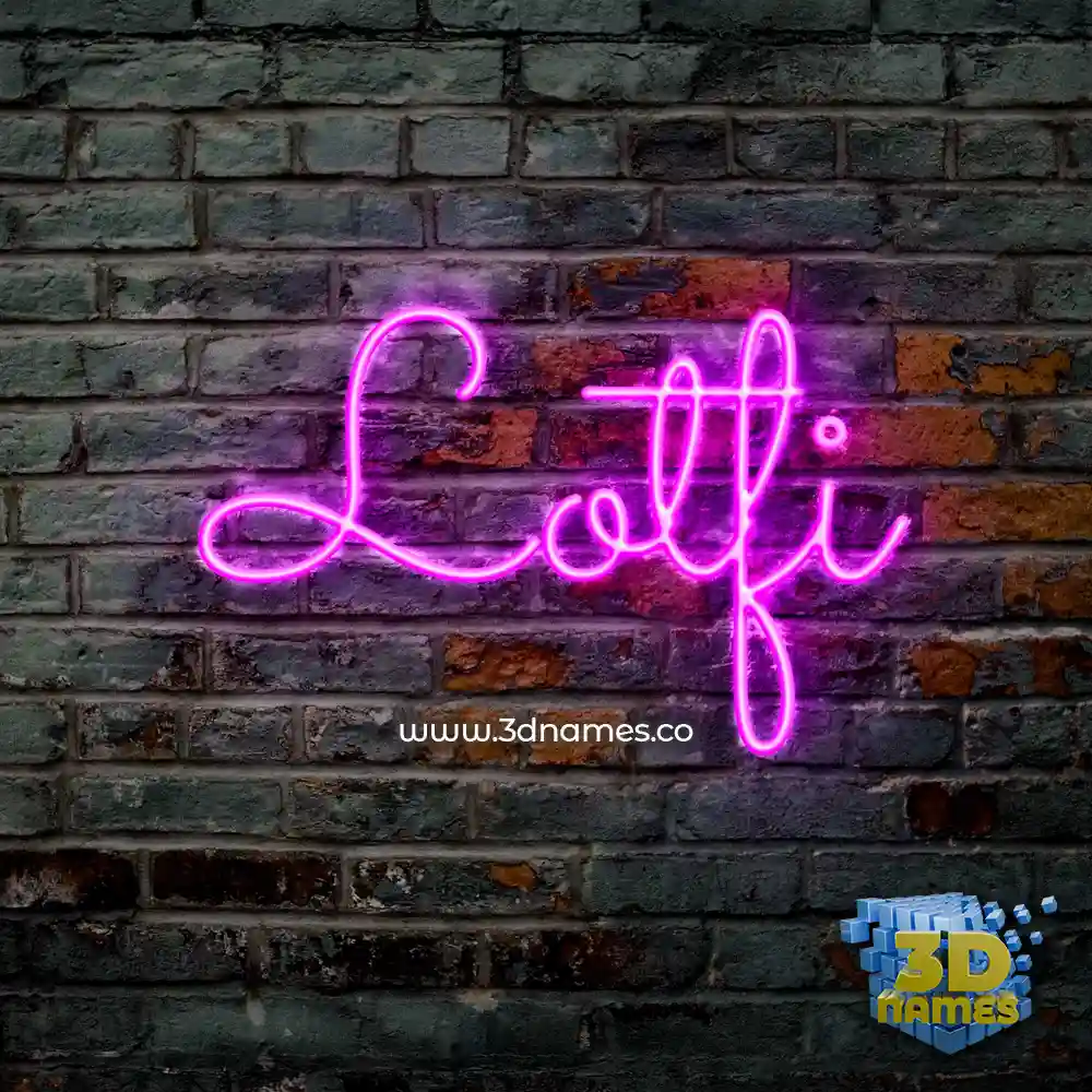lotfi in Pink Neon style - 3D name wallpaper