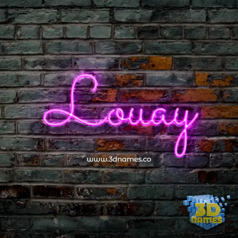louay in Pink Neon style - 3D name wallpaper