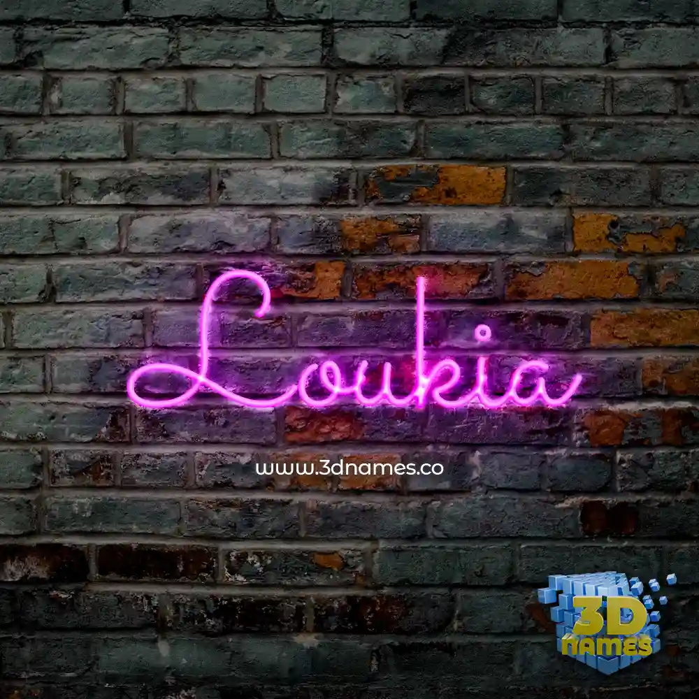 loukia in Pink Neon style - 3D name wallpaper