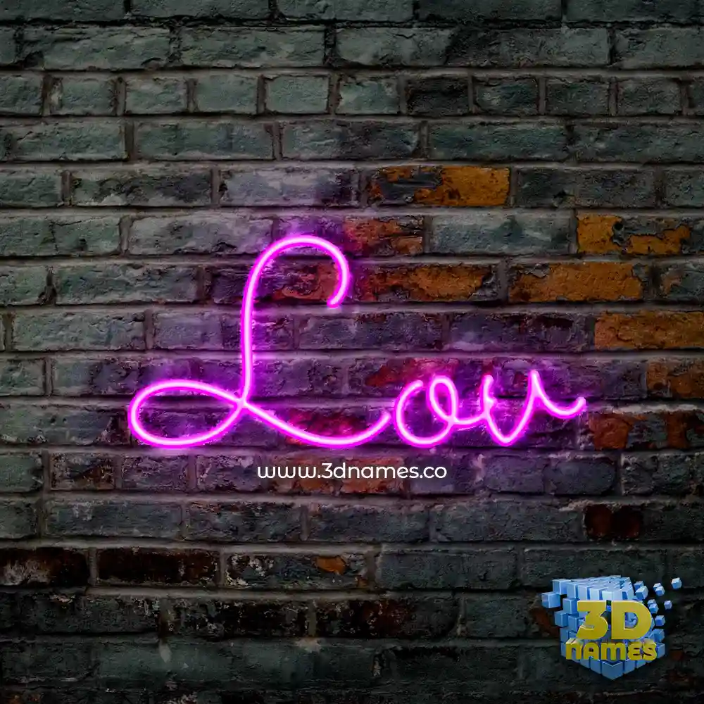 lov in Pink Neon style - 3D name wallpaper