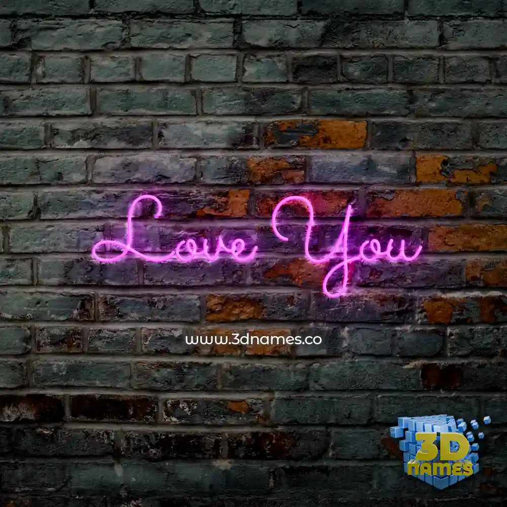 love you in Pink Neon style - 3D name wallpaper