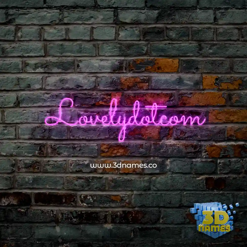 lovelydotcom in Pink Neon style - 3D name wallpaper