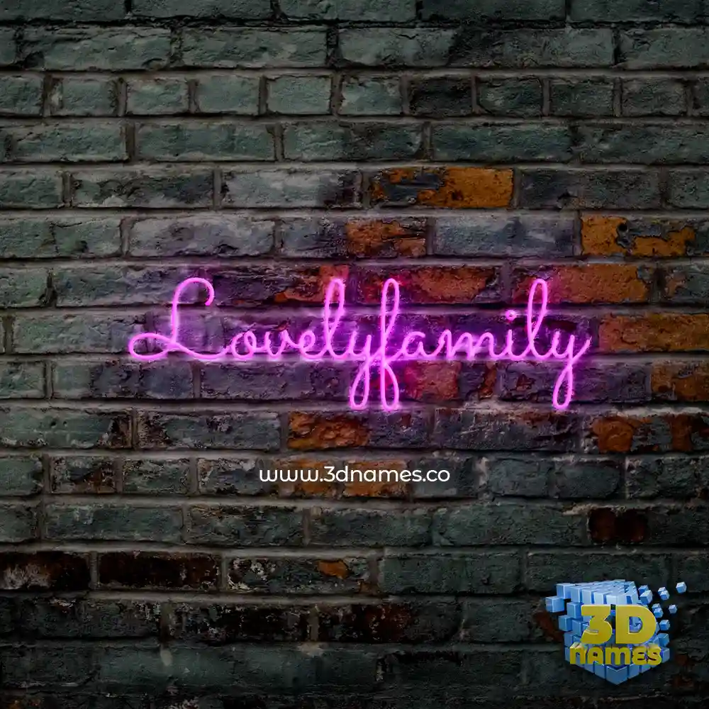 lovelyfamily in Pink Neon style - 3D name wallpaper