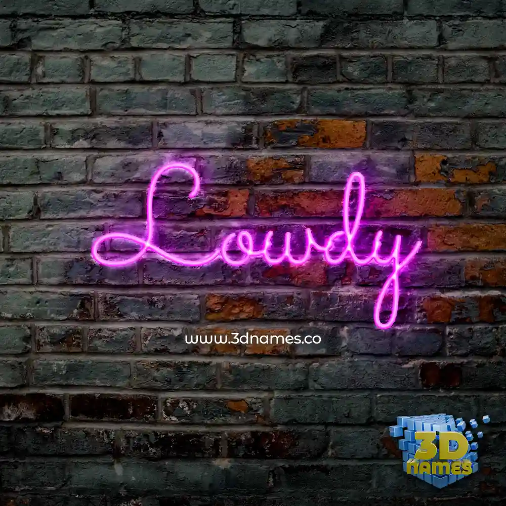 lowdy in Pink Neon style - 3D name wallpaper