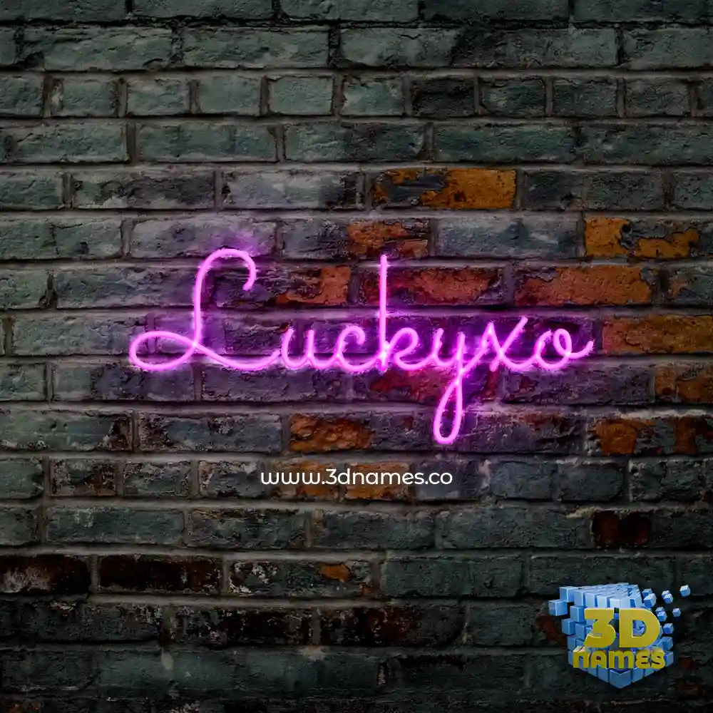 luckyxo in Pink Neon style - 3D name wallpaper