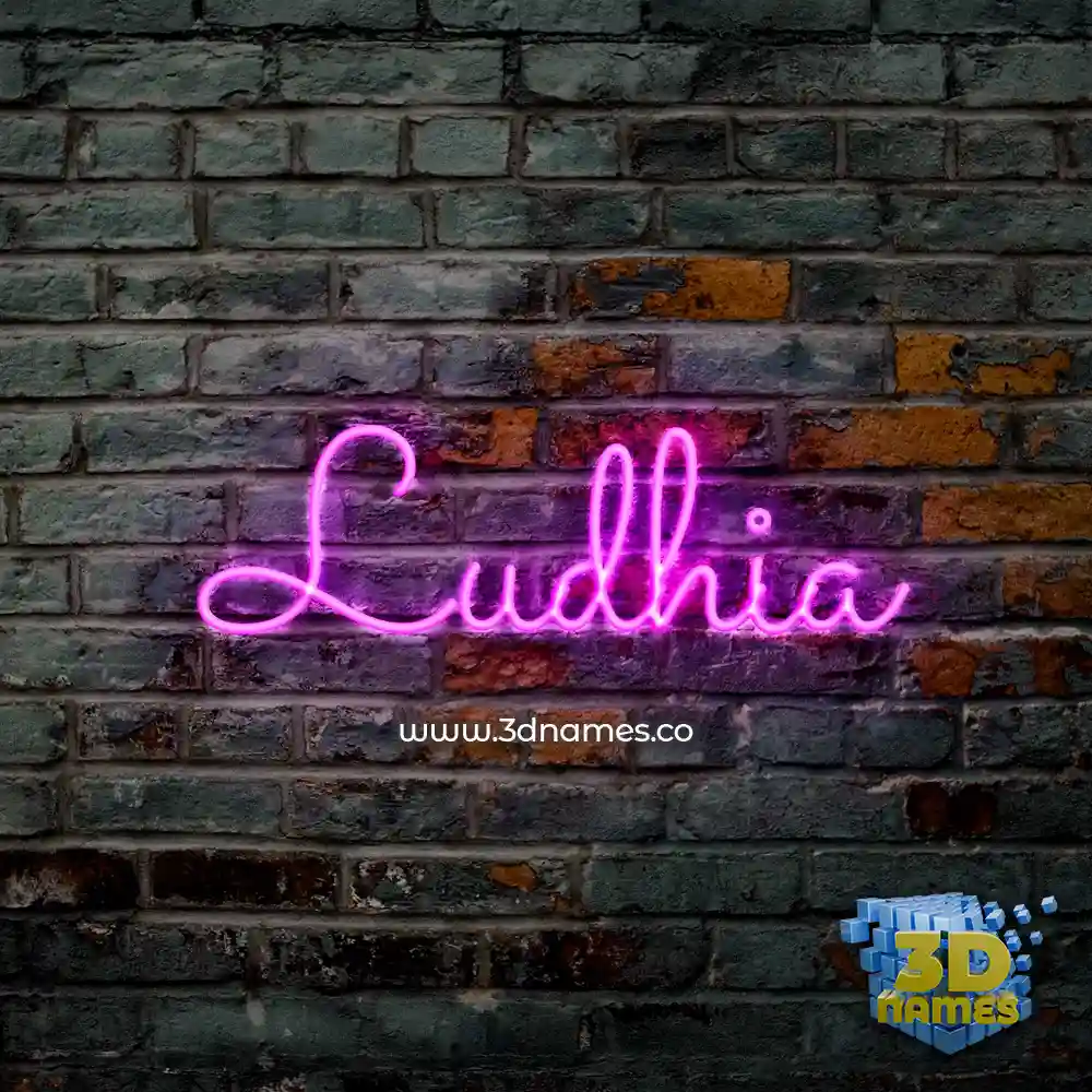 ludhia in Pink Neon style - 3D name wallpaper