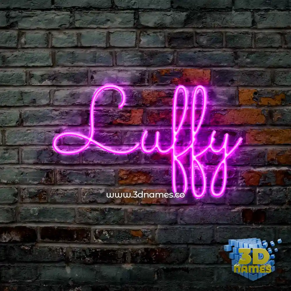 luffy in Pink Neon style - 3D name wallpaper