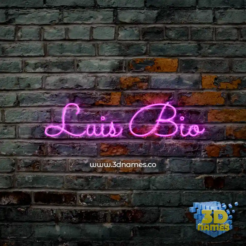 luis bio in Pink Neon style - 3D name wallpaper