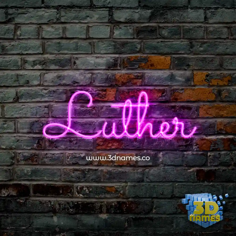 luther in Pink Neon style - 3D name wallpaper