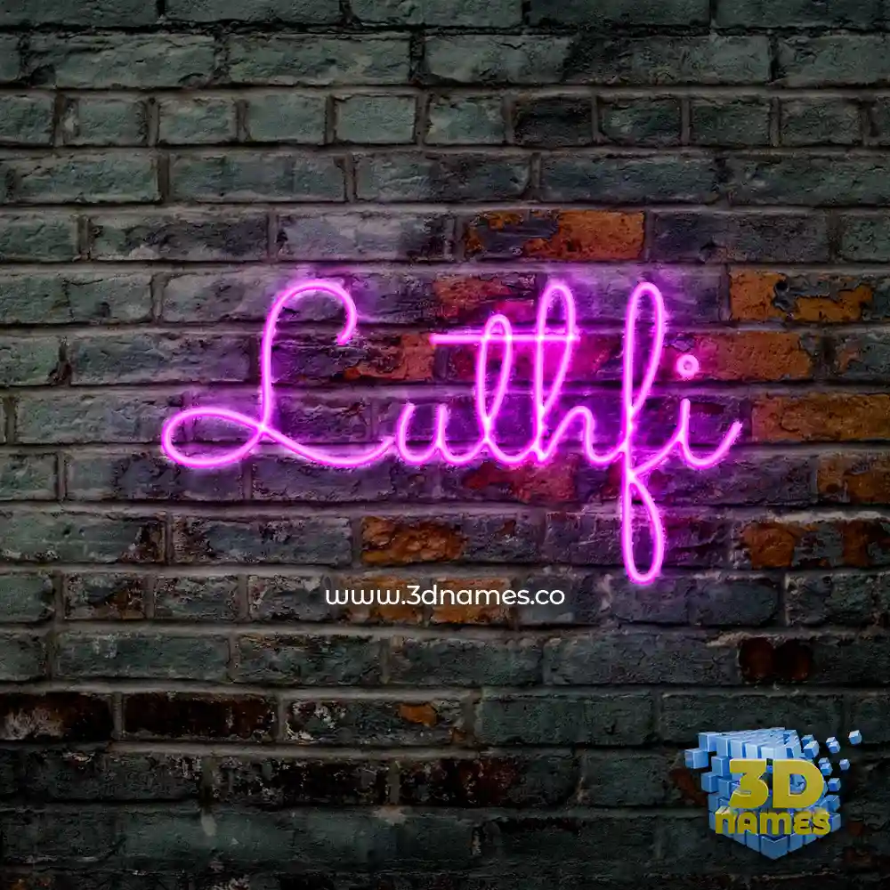 luthfi in Pink Neon style - 3D name wallpaper