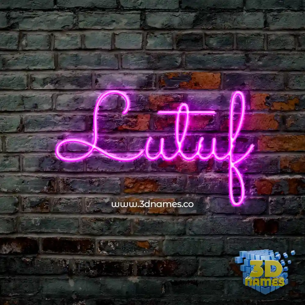 lutuf in Pink Neon style - 3D name wallpaper