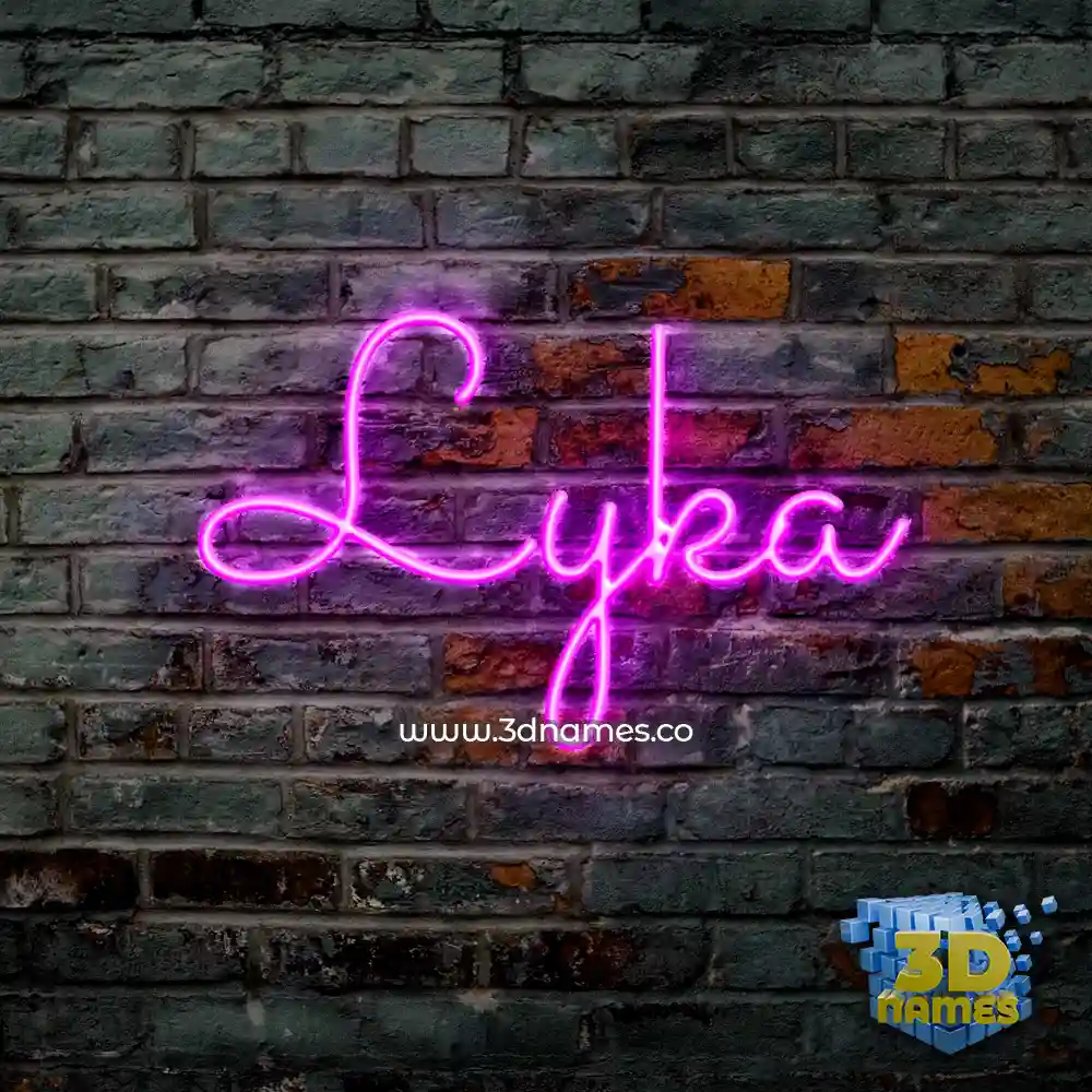 lyka in Pink Neon style - 3D name wallpaper