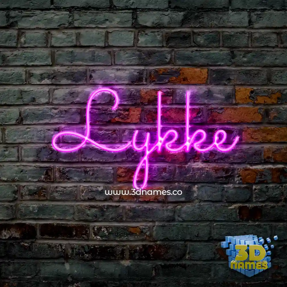 lykke in Pink Neon style - 3D name wallpaper