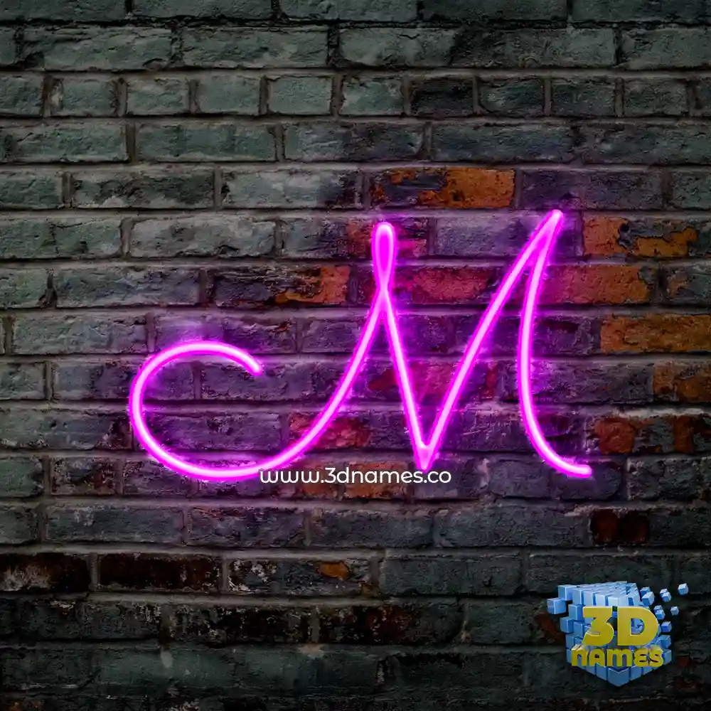 m in Pink Neon style - 3D name wallpaper