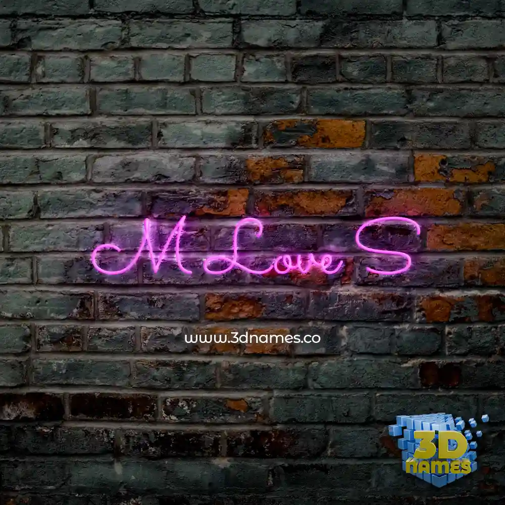 m love s in Pink Neon style - 3D name wallpaper