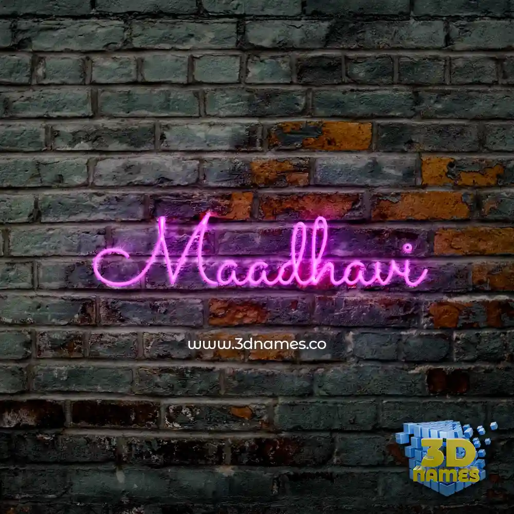 maadhavi in Pink Neon style - 3D name wallpaper