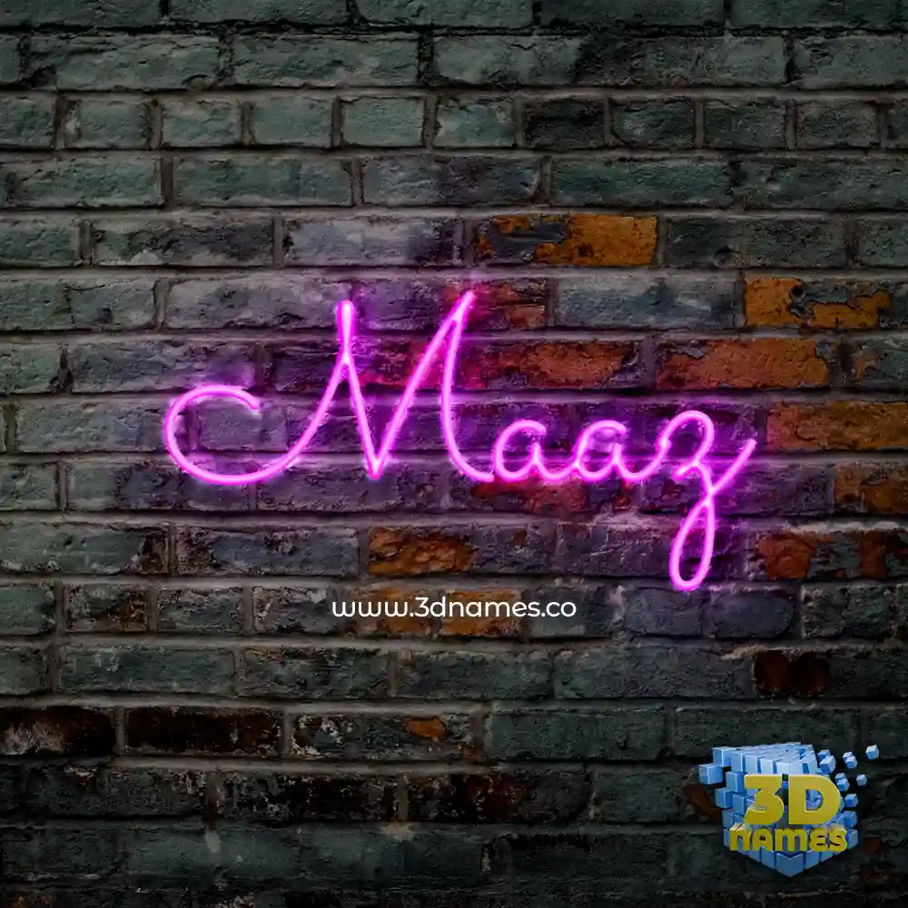 maaz in Pink Neon style - 3D name wallpaper