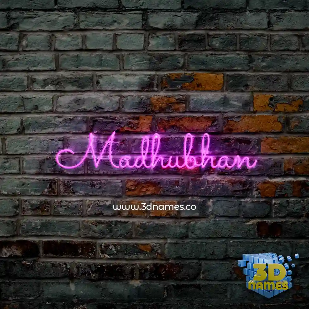 madhubhan in Pink Neon style - 3D name wallpaper