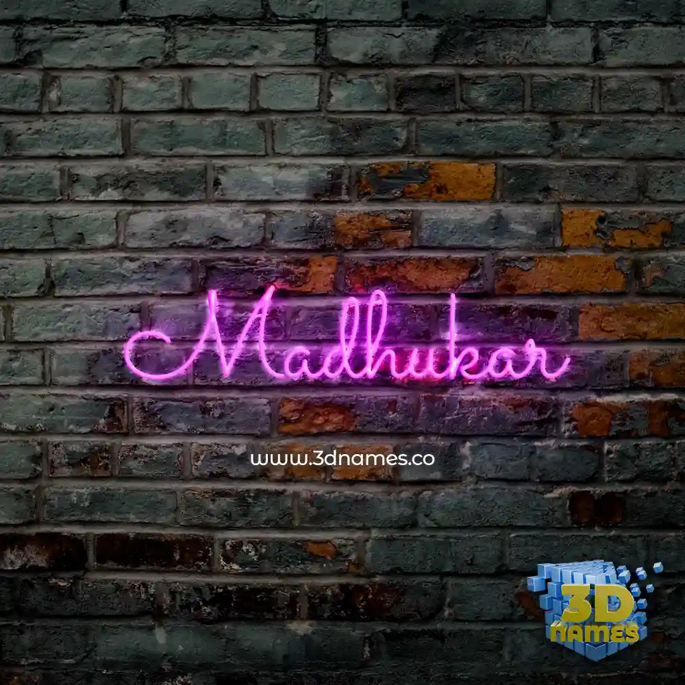 madhukar in Pink Neon style - 3D name wallpaper