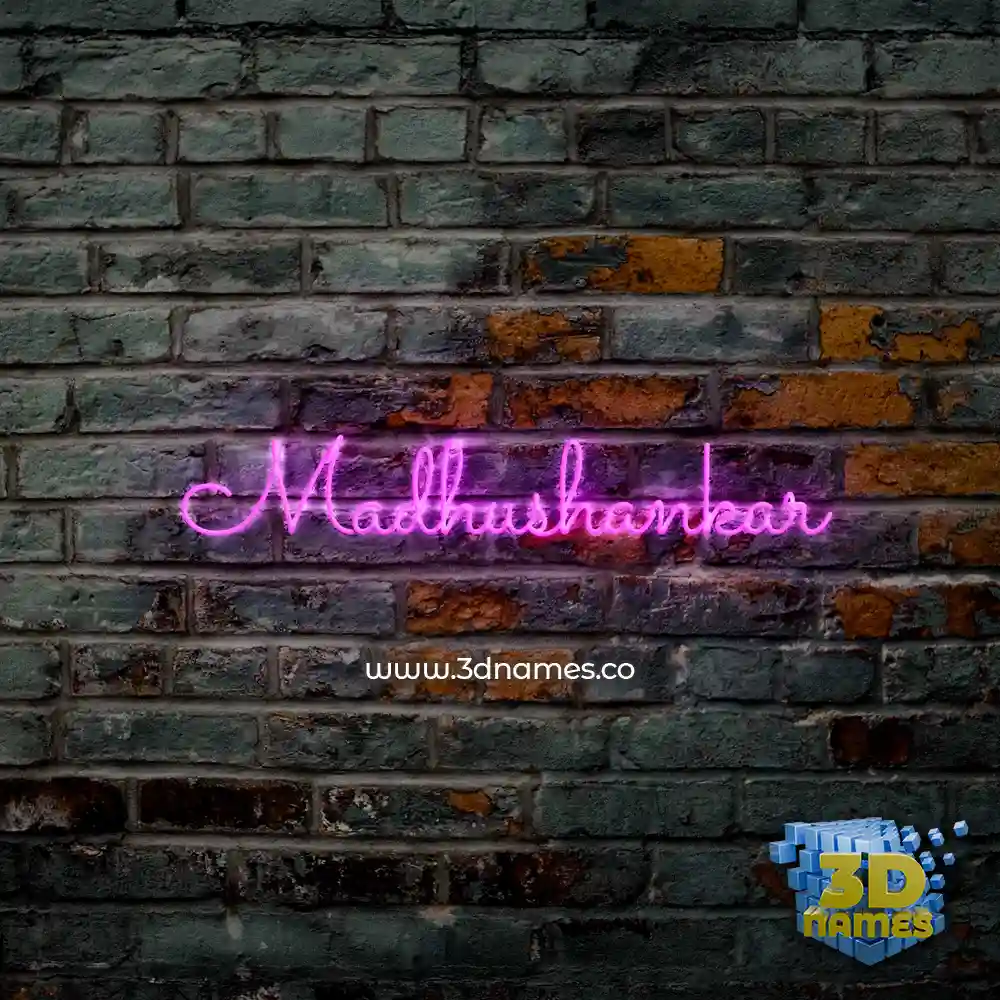 madhushankar in Pink Neon style - 3D name wallpaper