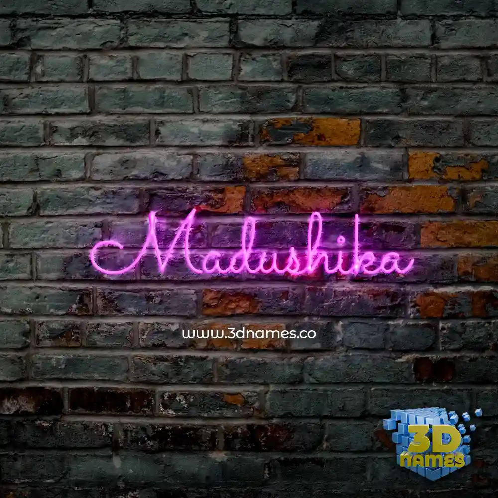 madushika in Pink Neon style - 3D name wallpaper