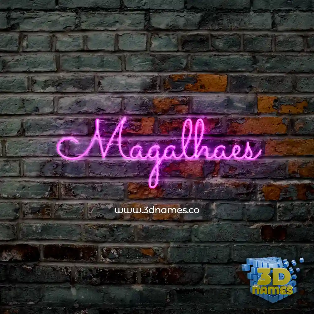 magalhaes in Pink Neon style - 3D name wallpaper
