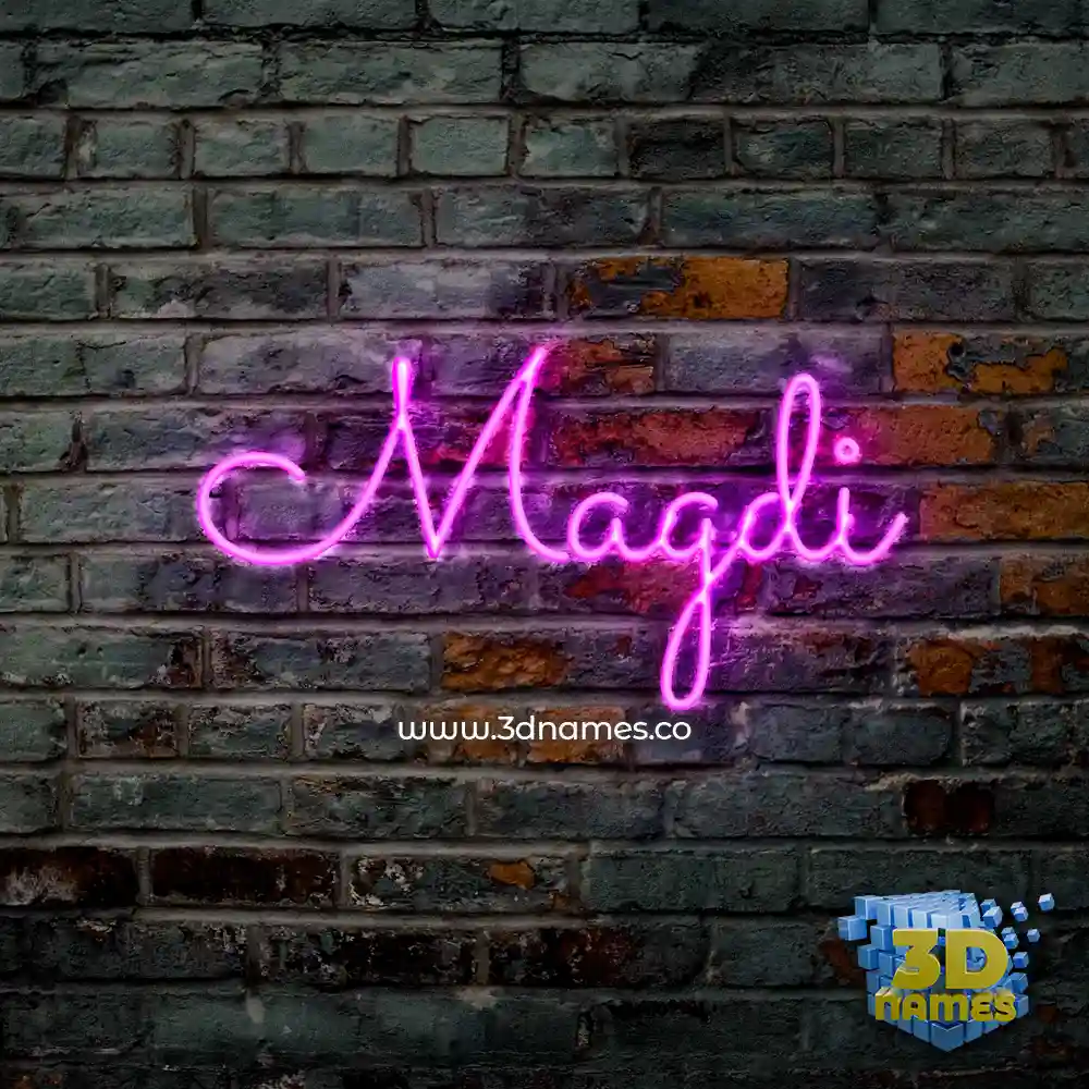 magdi in Pink Neon style - 3D name wallpaper