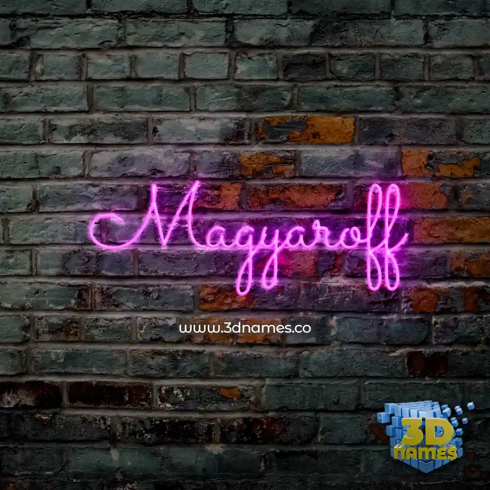 magyaroff in Pink Neon style - 3D name wallpaper