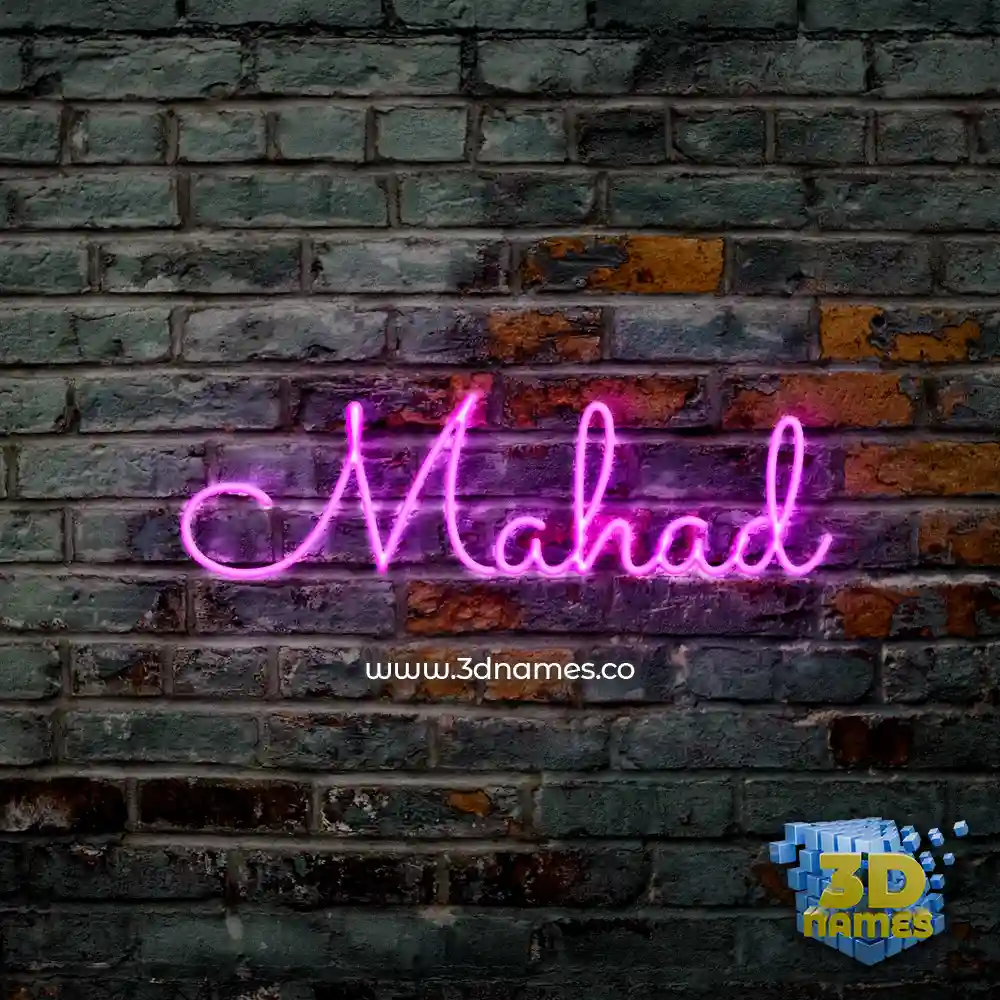 mahad in Pink Neon style - 3D name wallpaper