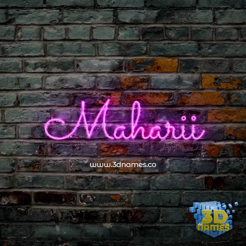 maharii in Pink Neon style - 3D name wallpaper