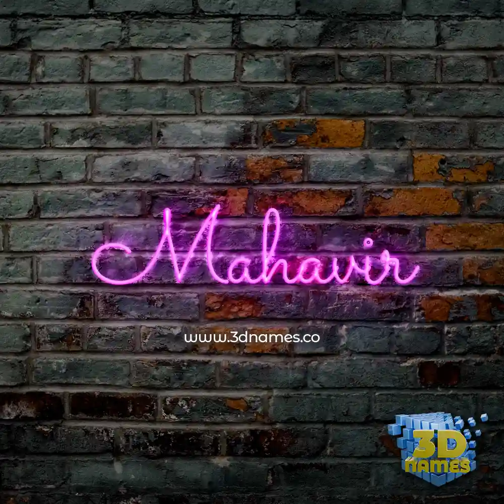 mahavir in Pink Neon style - 3D name wallpaper