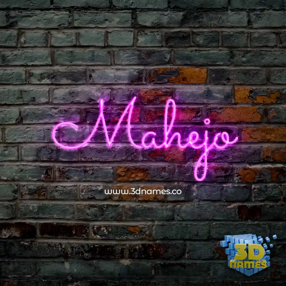 mahejo in Pink Neon style - 3D name wallpaper