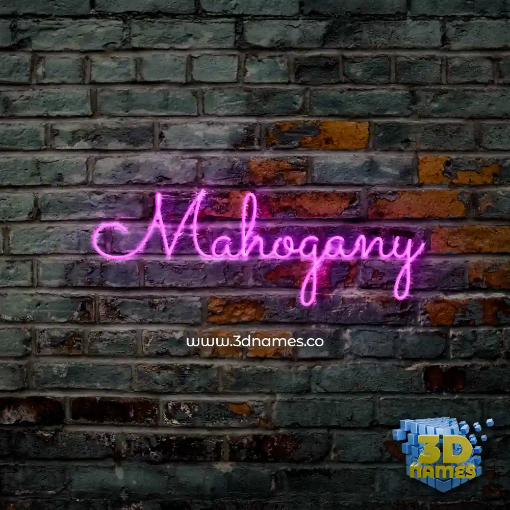 mahogany in Pink Neon style - 3D name wallpaper
