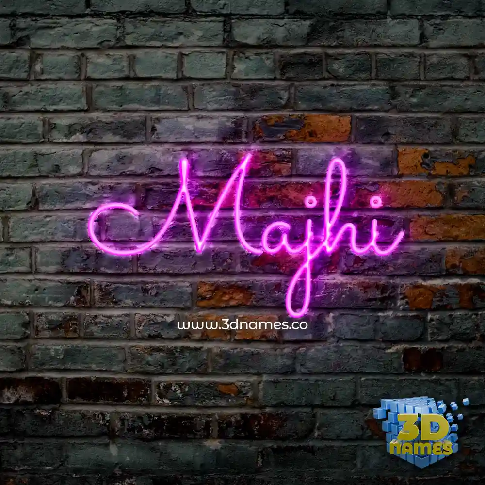 majhi in Pink Neon style - 3D name wallpaper