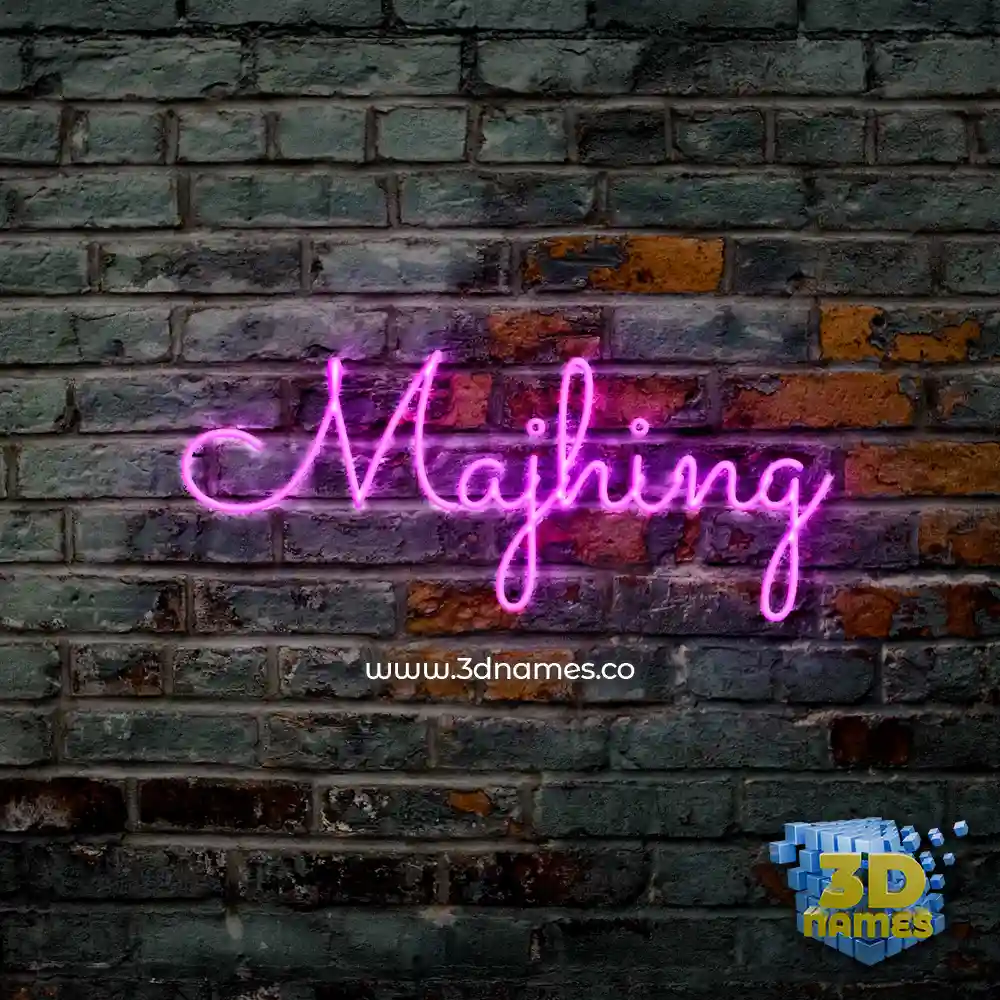majhing in Pink Neon style - 3D name wallpaper