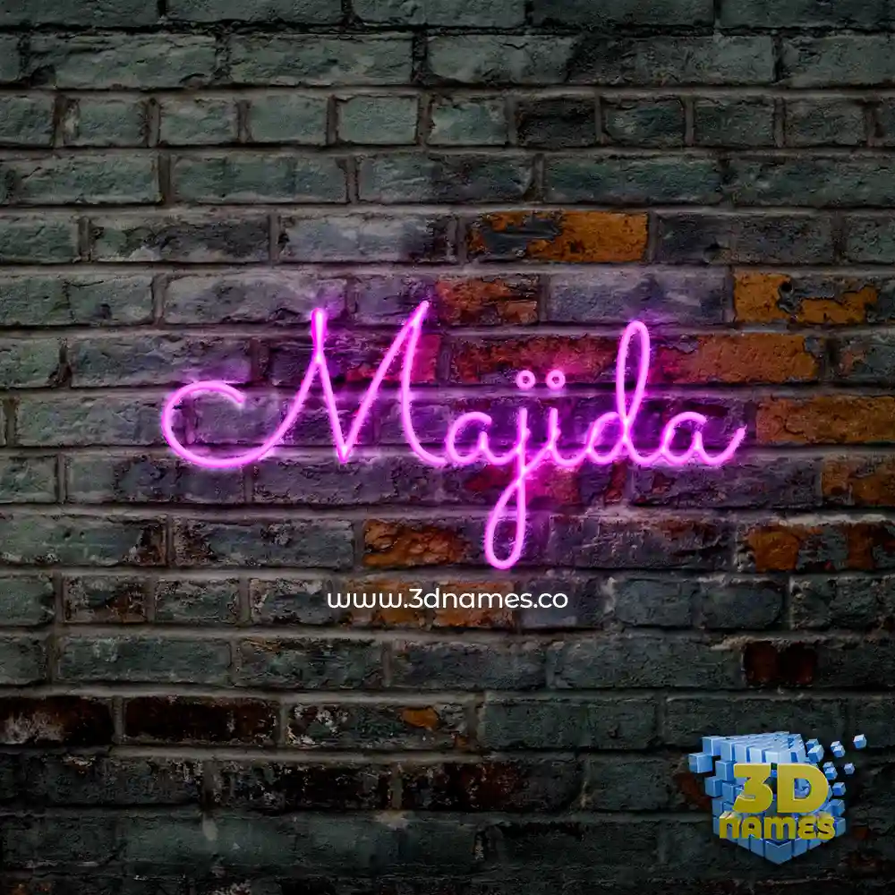 majida in Pink Neon style - 3D name wallpaper