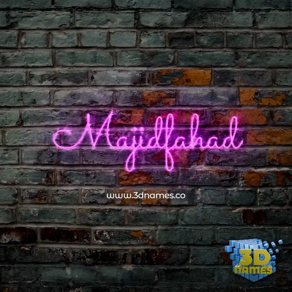 majidfahad in Pink Neon style - 3D name wallpaper