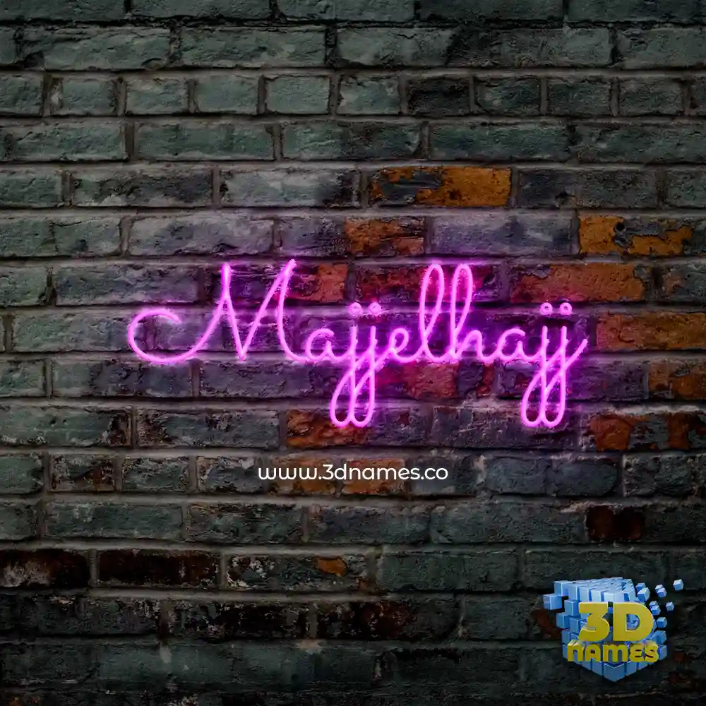 majjelhajj in Pink Neon style - 3D name wallpaper
