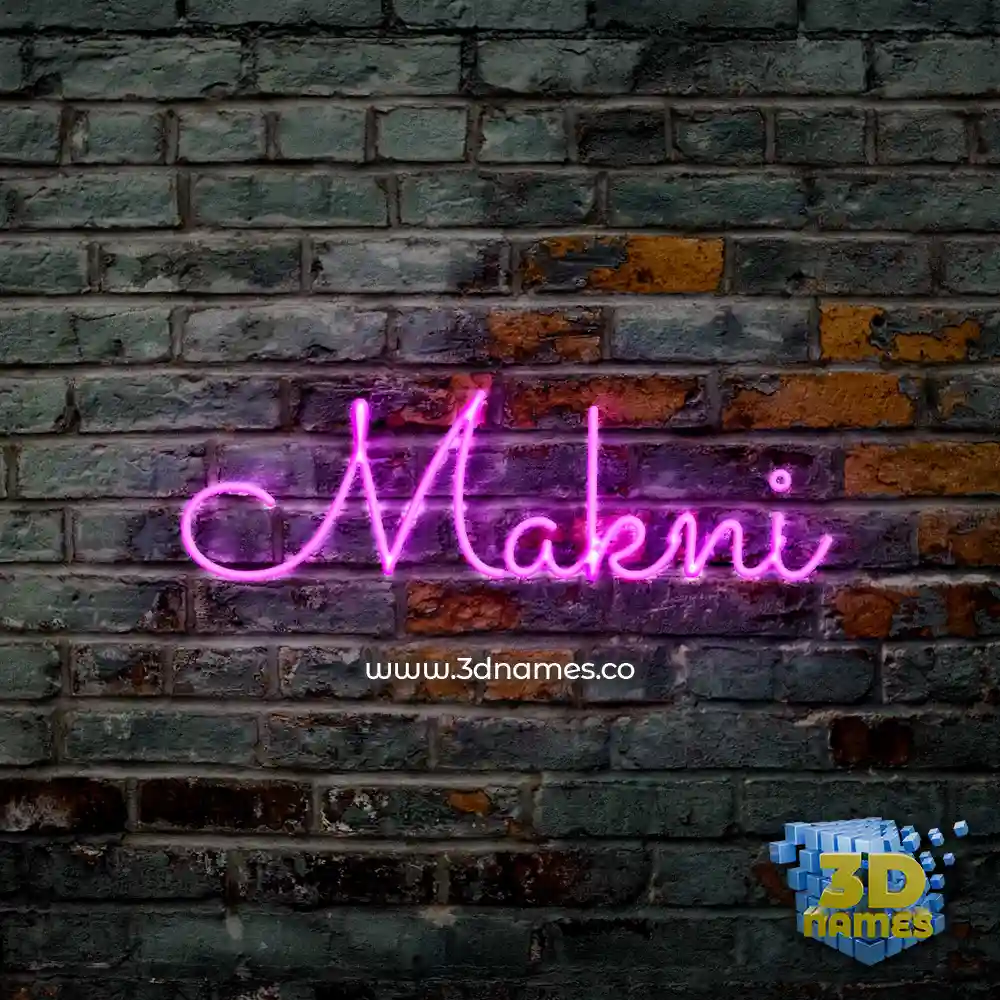 makni in Pink Neon style - 3D name wallpaper